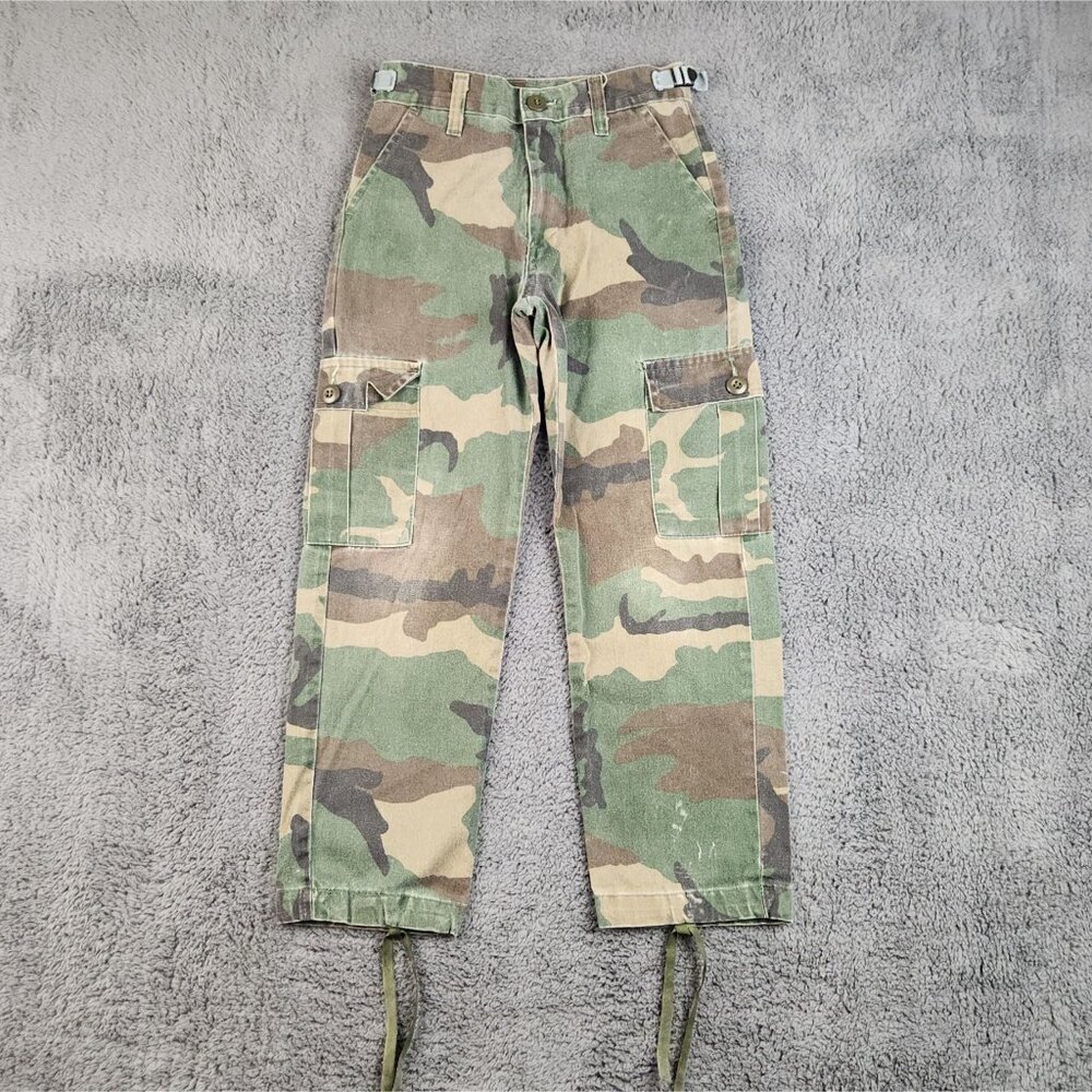 VTG Army Camo Cargo Pants Fits 23"x22" Tag Size 10 Y2K Utility Ankle Paratrooper